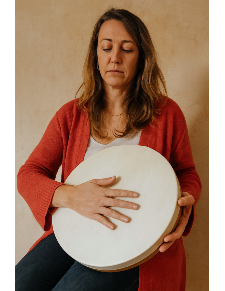 Tamburo Oceanico in Pelle Ø30 cm Realizzato a Mano in Indonesia – Strumento Etnico per Meditazione, Yoga e Arredo Es