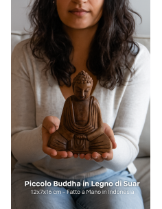 Statua Buddha in Legno di Suar 16 cm – Scultura Etno Chic...