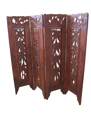 Paravento in Legno Teak Intagliato a Mano da...