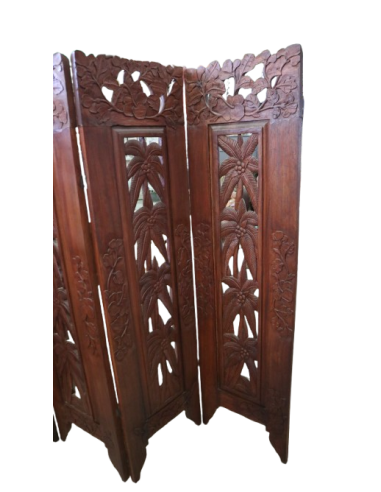 Paravento in Legno Teak Intagliato a Mano da...
