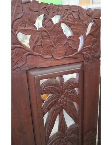 Paravento in Legno Teak Intagliato a Mano da 160x150h – Stile Etnico Balinese