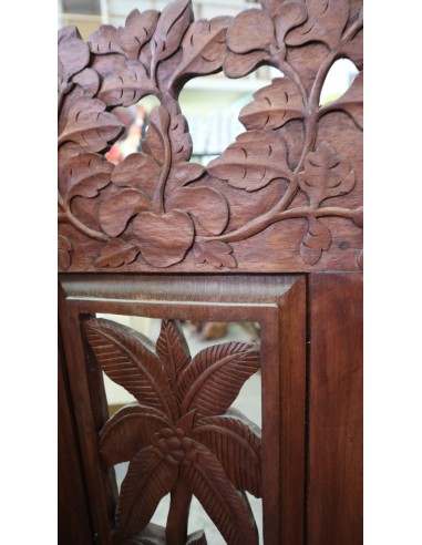Paravento in Legno Teak Intagliato a Mano da...