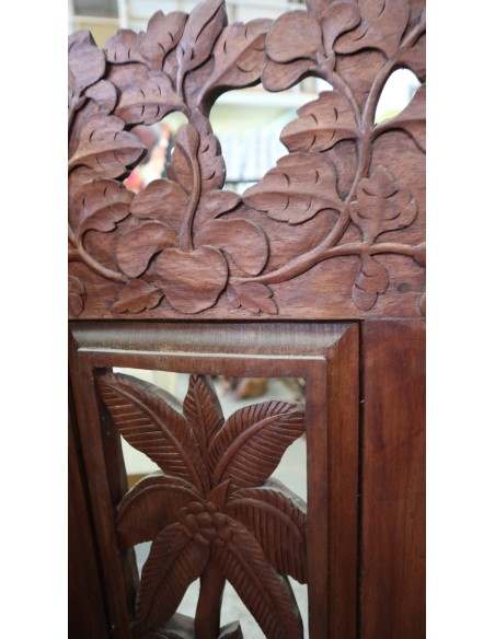 Paravento in Legno Teak Intagliato a Mano da 160x150h – Stile Etnico Balinese