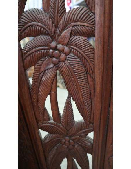 Paravento in Legno Teak Intagliato a Mano da 160x150h – Stile Etnico Balinese