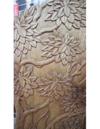 Paravento in Legno di Teak Intagliato a Mano...