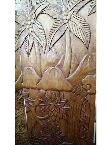 Paravento in Legno di Teak Intagliato a Mano...