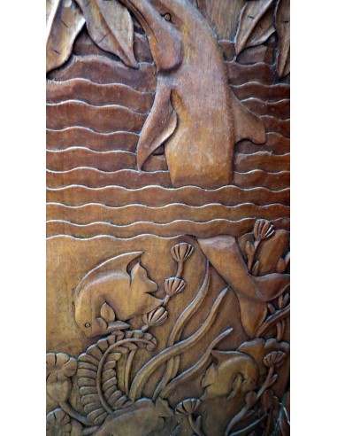 Paravento in Legno di Teak Intagliato a Mano...