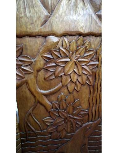 Paravento in Legno di Teak Intagliato a Mano...