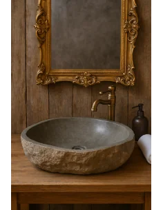 Lavandino da appoggio in pietra naturale di fiume - Fatto...