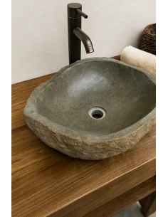 Lavandino da appoggio in pietra naturale di fiume - Fatto... 2