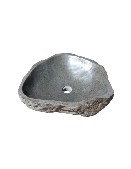 Lavandino da appoggio in pietra naturale di fiume - Fatto a mano in Indonesia 54x48x15 cm