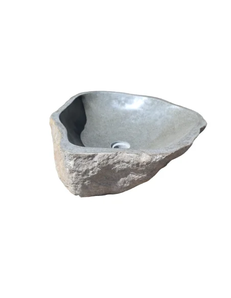 Lavandino da appoggio in pietra naturale di fiume - Fatto a mano in Indonesia 54x48x15 cm