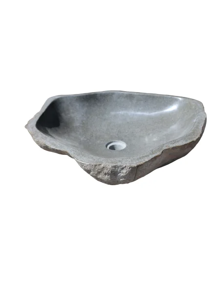 Lavandino da appoggio in pietra naturale di fiume - Fatto a mano in Indonesia 54x48x15 cm