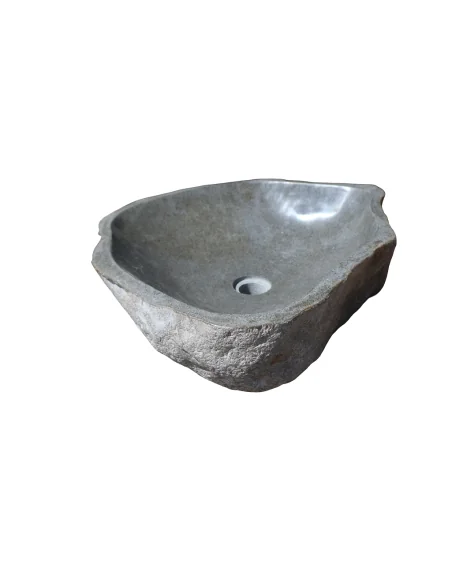 Lavandino da appoggio in pietra naturale di fiume - Fatto a mano in Indonesia 54x48x15 cm