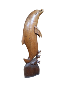 Scultura Delfino in Legno di Teak Massello – 98 cm –... 2
