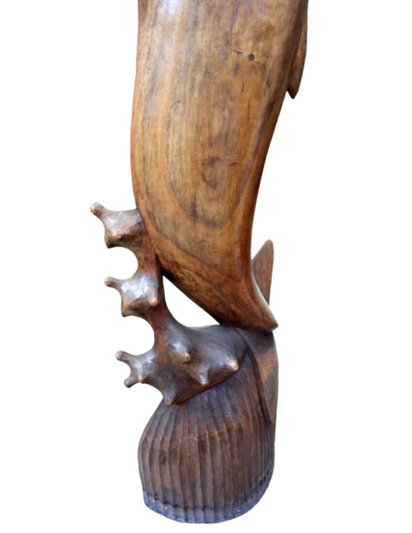 Scultura Delfino in Legno di Teak Massello – 98 cm – Intagliata a Mano in Indonesia