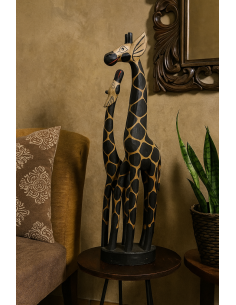 Statua in Legno Giraffa Mamma e Cucciolo 100 cm –...