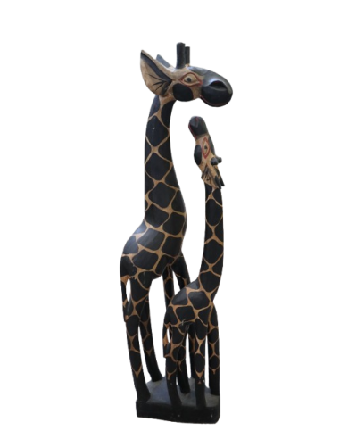 Statua in Legno Giraffa Mamma e Cucciolo 100 cm...