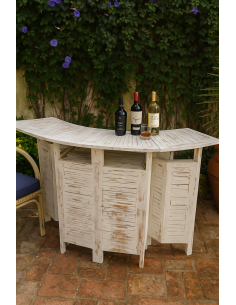 Mobile Bar Curvo Richiudibile in Legno di Teak Decapato –... 2