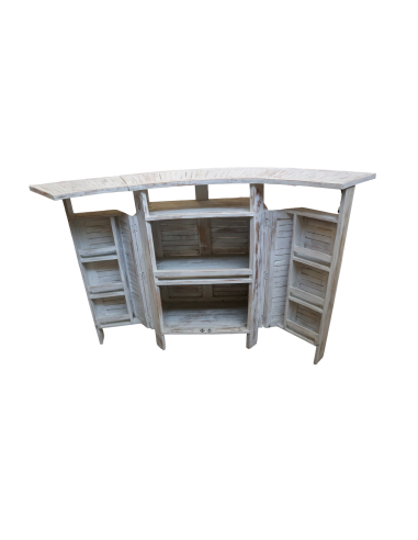 Mobile Bar Curvo Richiudibile in Legno di Teak...