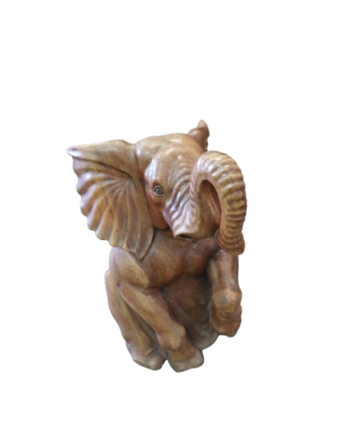 Elefante in Teak Massello Scolpito a Mano –...