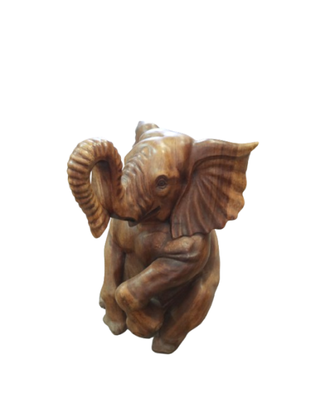 Elefante in Teak Massello Scolpito a Mano – 40x52x60h cm – Arte Artigianale Indonesiana