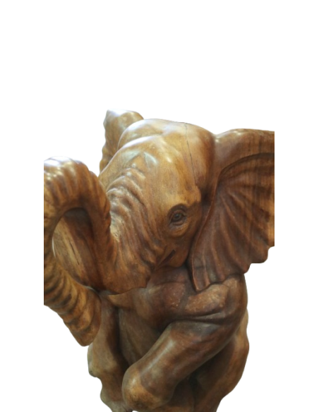 Elefante in Teak Massello Scolpito a Mano – 40x52x60h cm – Arte Artigianale Indonesiana