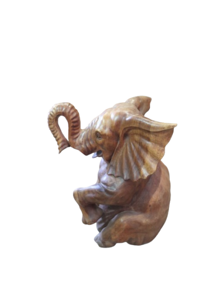 Elefante in Teak Massello Scolpito a Mano – 40x52x60h cm – Arte Artigianale Indonesiana