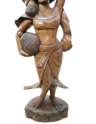 Statua in Teak Massello – Donna Indonesiana con...