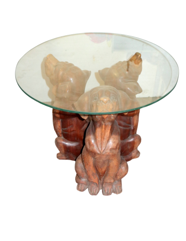 Tavolino da Fumo in Teak con Base Intagliata –...