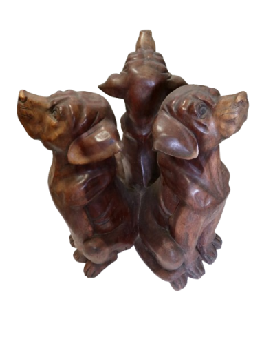 Tavolino da Fumo in Teak con Base Intagliata –...