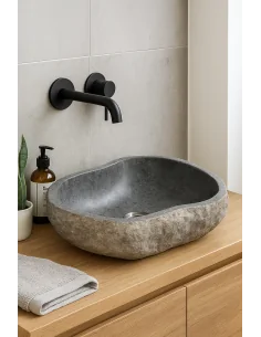 Lavabo in pietra naturale scolpita cm 57x47x16h – Design...
