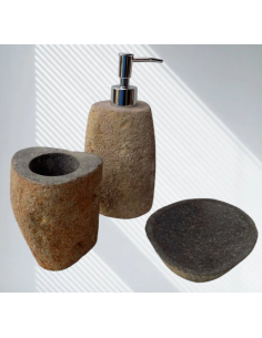 Set bagno pietra composto da dispenser porta sapone... 2