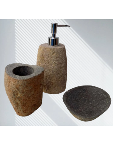 Set bagno pietra composto da dispenser porta...