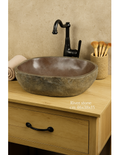 Lavandino in Pietra di Fiume Naturale 46x38x15 cm – Fatto...