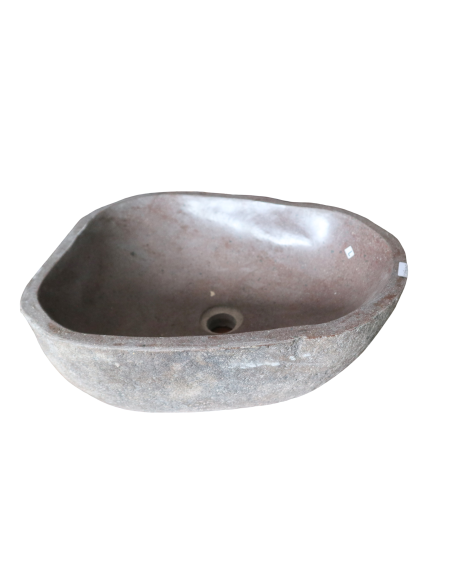 Lavandino in Pietra di Fiume Naturale 46x38x15 cm – Fatto a Mano in Indonesia | Design Unico e Autentico