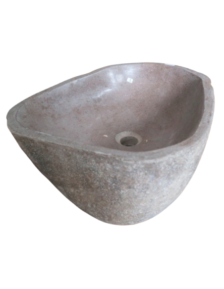 Lavandino in Pietra di Fiume Naturale 46x38x15 cm – Fatto a Mano in Indonesia | Design Unico e Autentico
