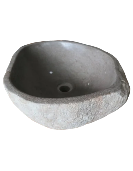 Lavandino "Pietra di fiume" – sasso di fiume Un Pezzo di Natura nel Tuo Bagno! | 47x40x16 cm | Realizzato a Mano in Indonesia