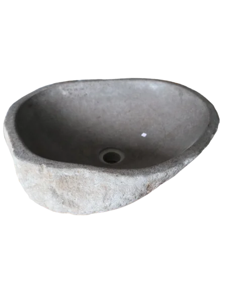 Lavandino "Pietra di fiume" – sasso di fiume Un Pezzo di Natura nel Tuo Bagno! | 47x40x16 cm | Realizzato a Mano in Indonesia