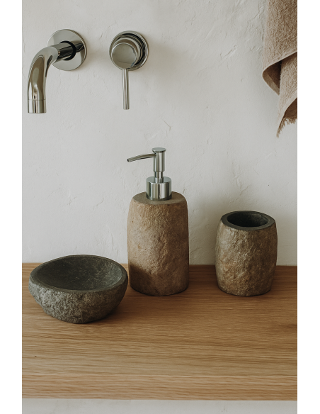Set bagno pietra composto da dispenser porta sapone spazzolino acessori bagno stone FOTO DI ESEMPIO