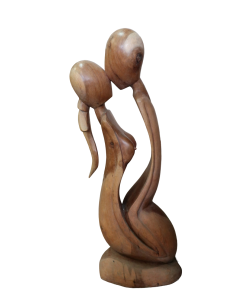 Statua Coppia di Amanti in Legno di Teak – Intagliata a... 2