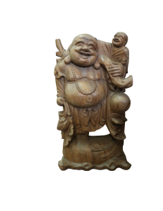 Statua Buddha della Felicità in Legno Massello | Intaglio... 2