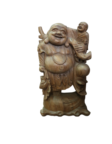 Statua Buddha della Felicità in Legno Massello...