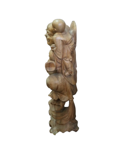 Statua Buddha della Felicità in Legno Massello...