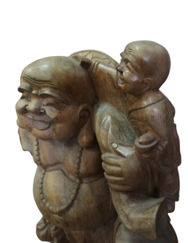 Statua Buddha della Felicità in Legno Massello...