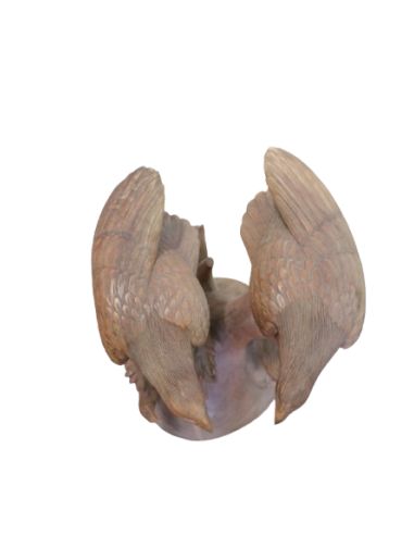 Tavolino Scultura in Teak con Aquile Intagliate...