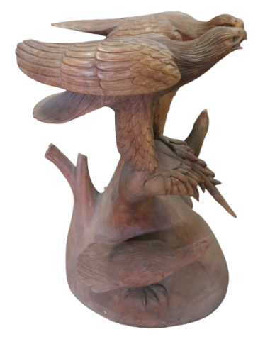 Tavolino Scultura in Teak con Aquile Intagliate...