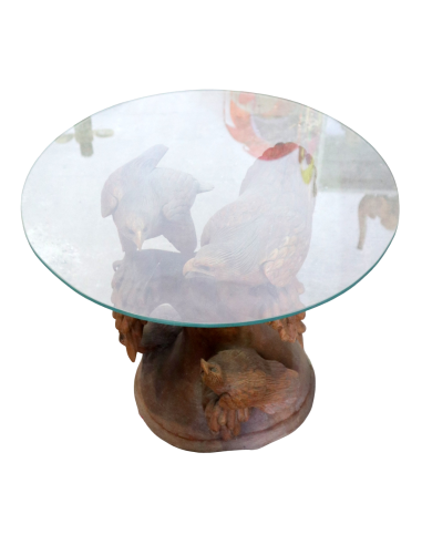 Tavolino Scultura in Teak con Aquile Intagliate...