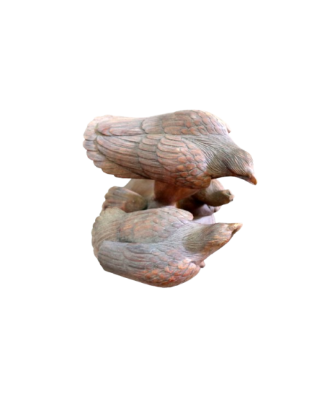 Tavolino Scultura in Teak con Aquile Intagliate – Fatto a Mano in Indonesia Ø60x58cm caffè fumo