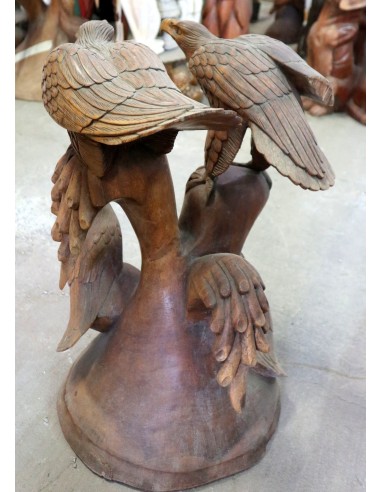 Tavolino Scultura in Teak con Aquile Intagliate...